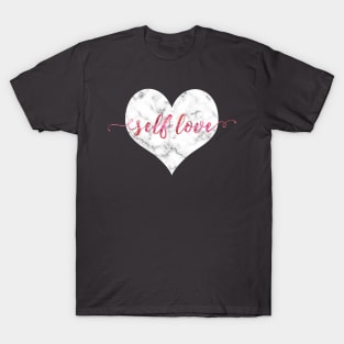 SELF LOVE | White Marble & Rose Watercolor T-Shirt